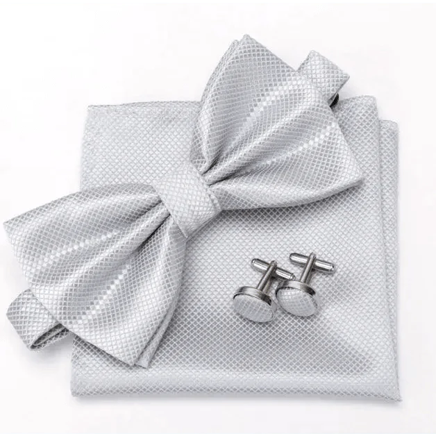 Classic Men Bowtie  Cufflinks Set Casual Men's Fashionable Style Solid Color Bowties Elegant Accessories Stevvex