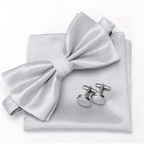 Classic Men Bowtie  Cufflinks Set Casual Men's Fashionable Style Solid Color Bowties Elegant Accessories Stevvex