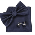 Classic Men Bowtie  Cufflinks Set Casual Men's Fashionable Style Solid Color Bowties Elegant Accessories Stevvex