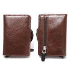 Classic Multifunction Automatic Aluminum Alloy Leather Credit Card Holder Retro New Pop-Up Card Ejector Business Wallets For Men Stevvex