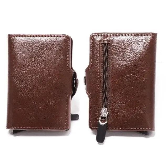 Classic Multifunction Automatic Aluminum Alloy Leather Credit Card Holder Retro New Pop-Up Card Ejector Business Wallets For Men Stevvex
