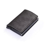 Classic Multifunction Automatic Aluminum Alloy Leather Credit Card Holder Retro New Pop-Up Card Ejector Business Wallets For Men Stevvex