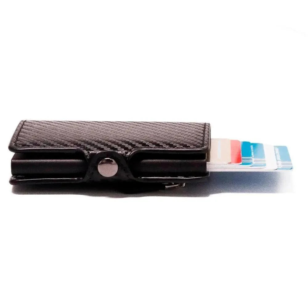 Classic Multifunction Automatic Aluminum Alloy Leather Credit Card Holder Retro New Pop-Up Card Ejector Business Wallets For Men Stevvex