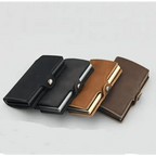 Classic Multifunction Automatic Aluminum Alloy Leather Credit Card Holder Retro New Pop-Up Card Ejector Business Wallets For Men Stevvex