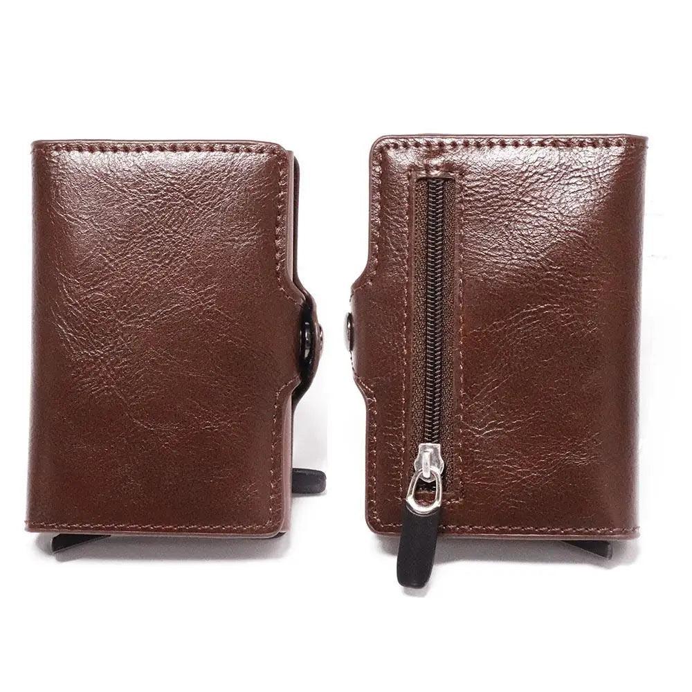 Classic Multifunction Automatic Aluminum Alloy Leather Credit Card Holder Retro New Pop-Up Card Ejector Business Wallets For Men Stevvex