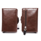 Classic Multifunction Automatic Aluminum Alloy Leather Credit Card Holder Retro New Pop-Up Card Ejector Business Wallets For Men Stevvex