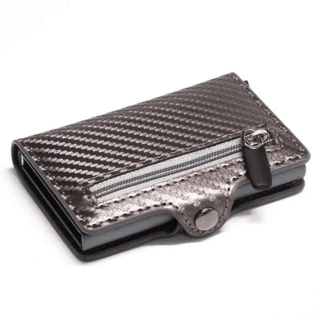 Classic Multifunction Automatic Aluminum Alloy Leather Credit Card Holder Retro New Pop-Up Card Ejector Business Wallets For Men Stevvex