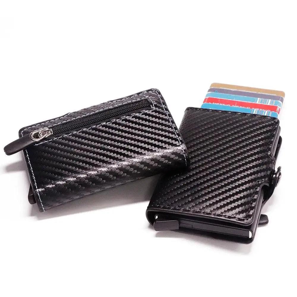 Classic Multifunction Automatic Aluminum Alloy Leather Credit Card Holder Retro New Pop-Up Card Ejector Business Wallets For Men Stevvex