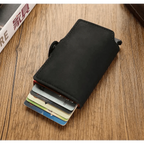 Classic Multifunction Automatic Aluminum Alloy Leather Credit Card Holder Retro New Pop-Up Card Ejector Business Wallets For Men Stevvex