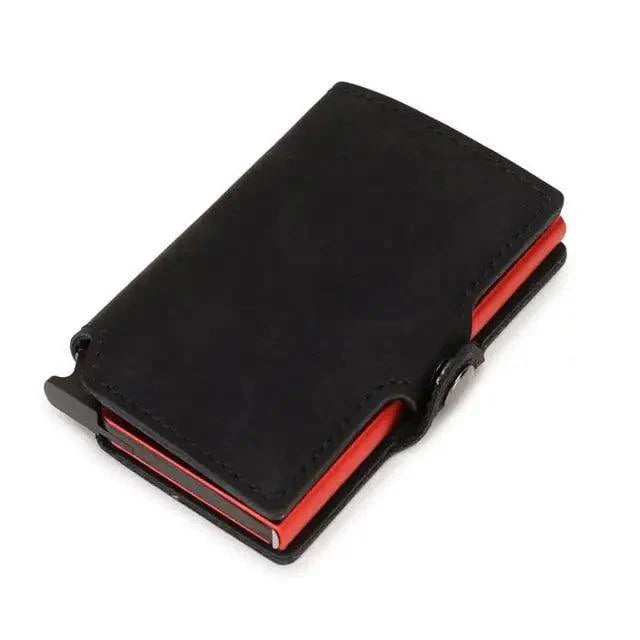 Classic Multifunction Automatic Aluminum Alloy Leather Credit Card Holder Retro New Pop-Up Card Ejector Business Wallets For Men Stevvex