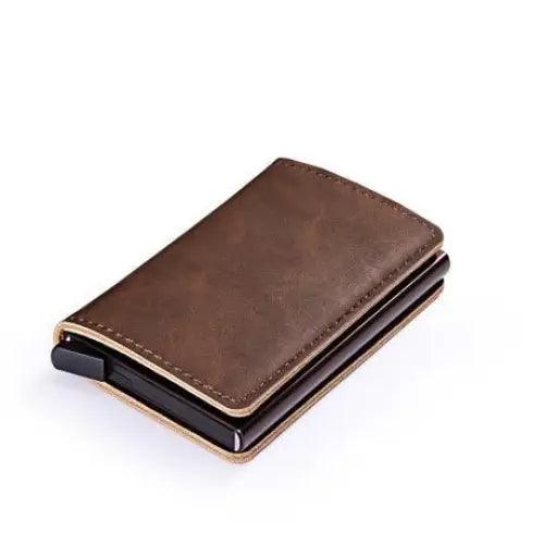 Classic Multifunction Automatic Aluminum Alloy Leather Credit Card Holder Retro New Pop-Up Card Ejector Business Wallets For Men Stevvex