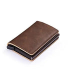 Classic Multifunction Automatic Aluminum Alloy Leather Credit Card Holder Retro New Pop-Up Card Ejector Business Wallets For Men Stevvex