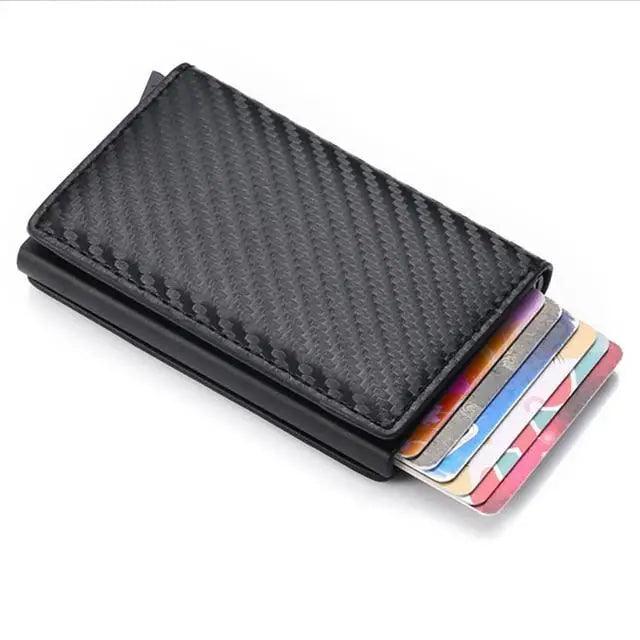 Classic Multifunction Automatic Aluminum Alloy Leather Credit Card Holder Retro New Pop-Up Card Ejector Business Wallets For Men Stevvex