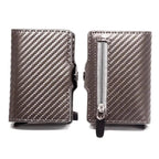 Classic Multifunction Automatic Aluminum Alloy Leather Credit Card Holder Retro New Pop-Up Card Ejector Business Wallets For Men Stevvex