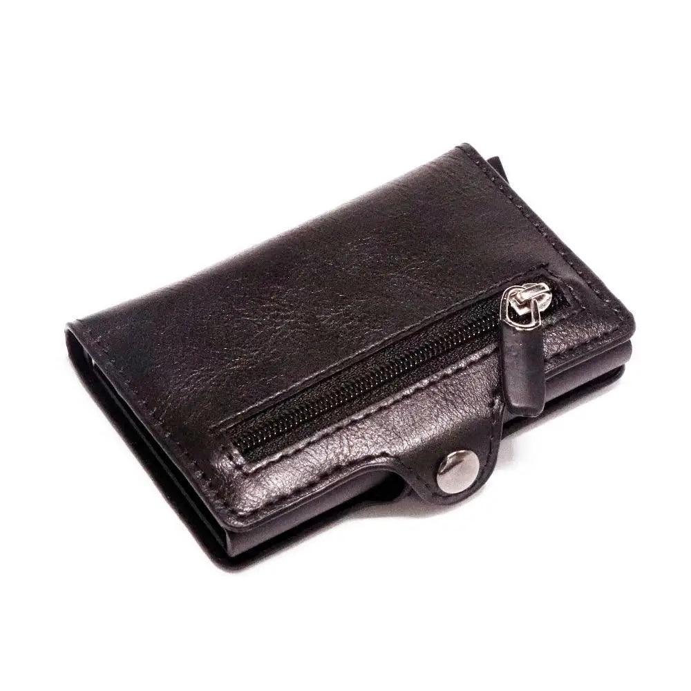 Classic Multifunction Automatic Aluminum Alloy Leather Credit Card Holder Retro New Pop-Up Card Ejector Business Wallets For Men Stevvex