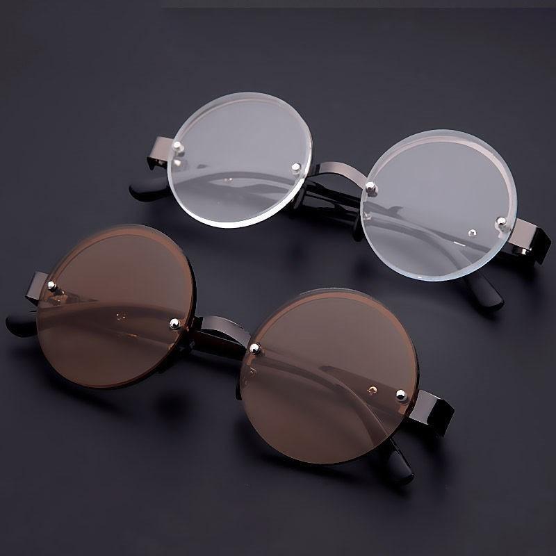 Classic Natural Crystal Glass Stone Reading Glasses Male High Definition Anti Fatigue Round Brown Reading Glasses Female Lightweight Thin Steel Frame With Compact Case For Daily Use Stevvex