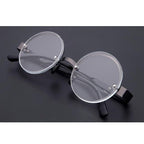 Classic Natural Crystal Glass Stone Reading Glasses Male High Definition Anti Fatigue Round Brown Reading Glasses Female Lightweight Thin Steel Frame With Compact Case For Daily Use Stevvex