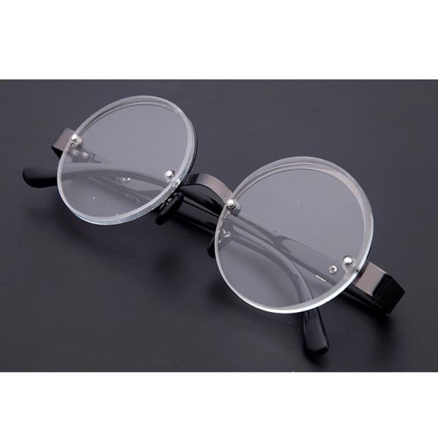 Classic Natural Crystal Glass Stone Reading Glasses Male High Definition Anti Fatigue Round Brown Reading Glasses Female Lightweight Thin Steel Frame With Compact Case For Daily Use Stevvex