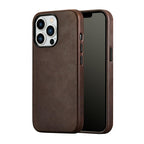Classic Simple Brown Black Shockproof Drop Proof Phone Case Protective Genuine Leather Case for iPhone 13 Pro Max Business Case for iPhone 13 Mini Classic Magnetic Charging Phone Back Cover