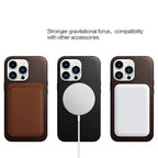 Classic Simple Brown Black Shockproof Drop Proof Phone Case Protective Genuine Leather Case for iPhone 13 Pro Max Business Case for iPhone 13 Mini Classic Magnetic Charging Phone Back Cover