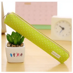 Classic Simple Candy Color Slim Canvas Pencil Pouch Pencil Bag For School Office Dot Printed Students Pencil Case Stevvex