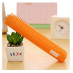 Classic Simple Candy Color Slim Canvas Pencil Pouch Pencil Bag For School Office Dot Printed Students Pencil Case Stevvex