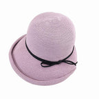 Classic Style Straw Hat Women Foldable Traveling Summer Women's Big Sun Hat Vintage Design Wide Side Straw Hat Female Summer Beach Hat Holiday Party Cap 56-58CM Stevvex