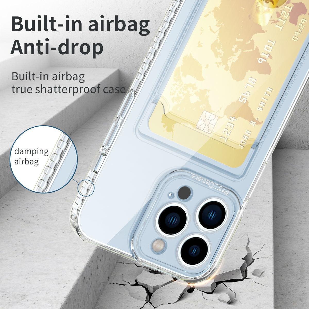 Classic Transparent Soft Thin Clear Wallet Case For iPhone 14 13 12 11 Pro Max 6 6S 7 8 Plus SE X XR XS Transparent Card Slot Pocket Simple Clear Shockproof Protective Slim iPhone Case Stevvex