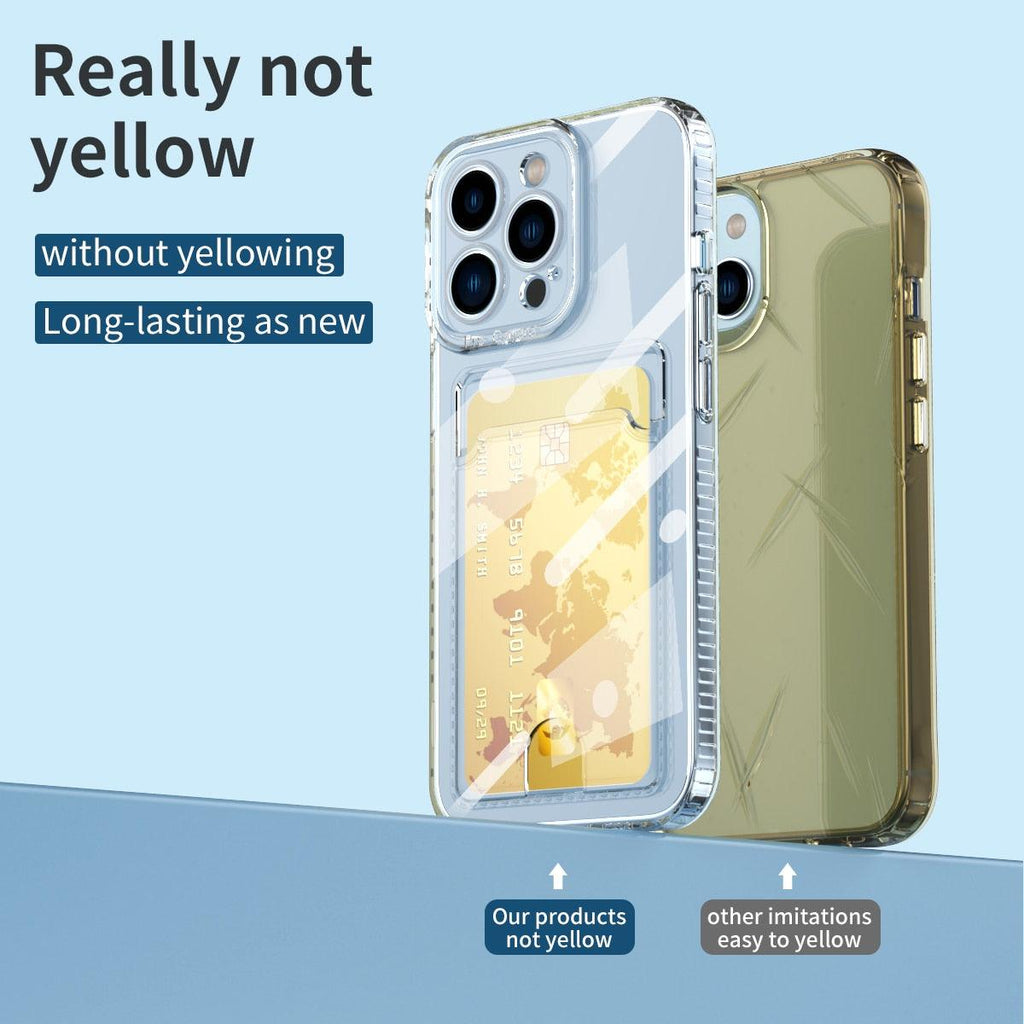 Classic Transparent Soft Thin Clear Wallet Case For iPhone 14 13 12 11 Pro Max 6 6S 7 8 Plus SE X XR XS Transparent Card Slot Pocket Simple Clear Shockproof Protective Slim iPhone Case Stevvex
