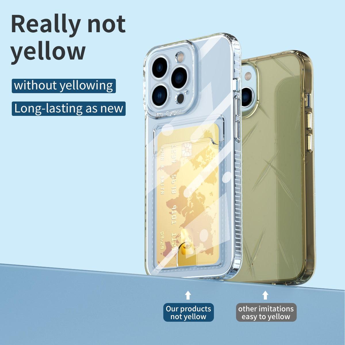 Classic Transparent Soft Thin Clear Wallet Case For iPhone 14 13 12 11 Pro Max 6 6S 7 8 Plus SE X XR XS Transparent Card Slot Pocket Simple Clear Shockproof Protective Slim iPhone Case Stevvex