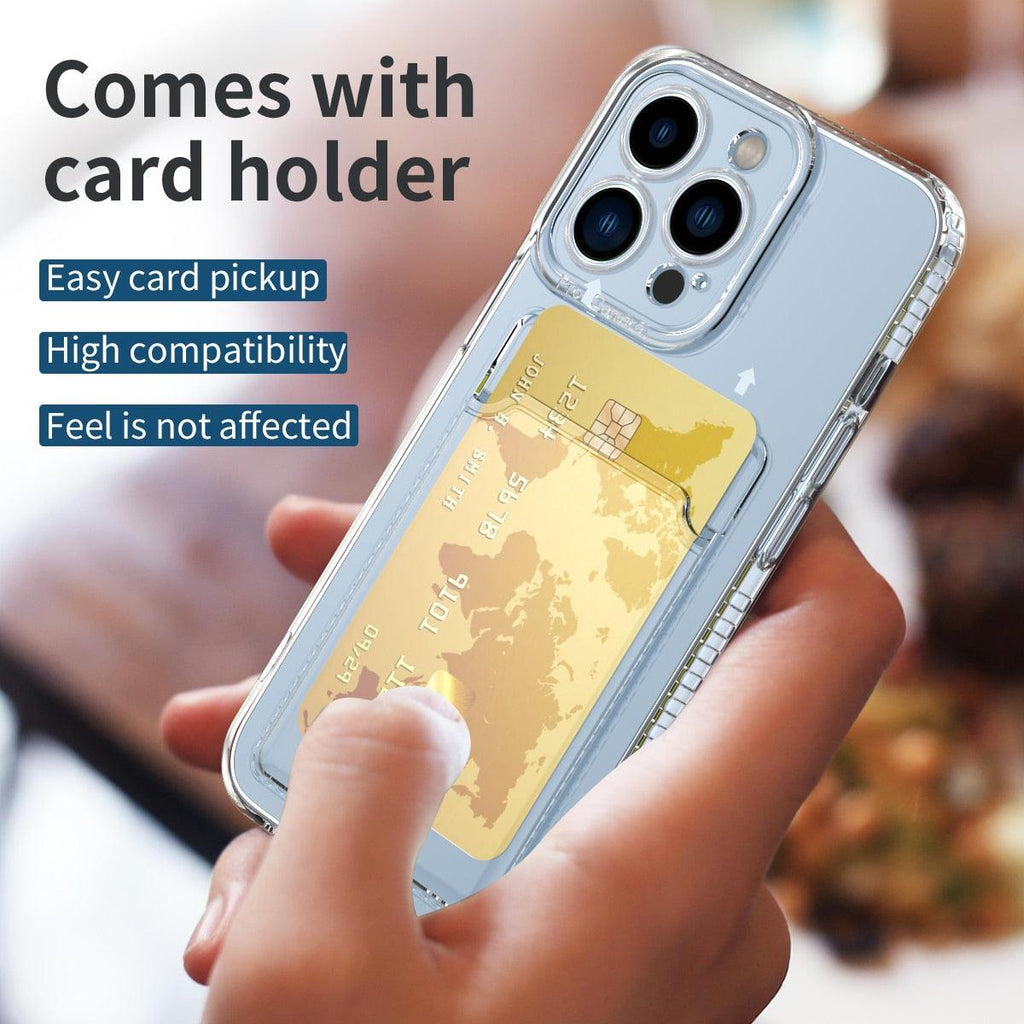 Classic Transparent Soft Thin Clear Wallet Case For iPhone 14 13 12 11 Pro Max 6 6S 7 8 Plus SE X XR XS Transparent Card Slot Pocket Simple Clear Shockproof Protective Slim iPhone Case Stevvex