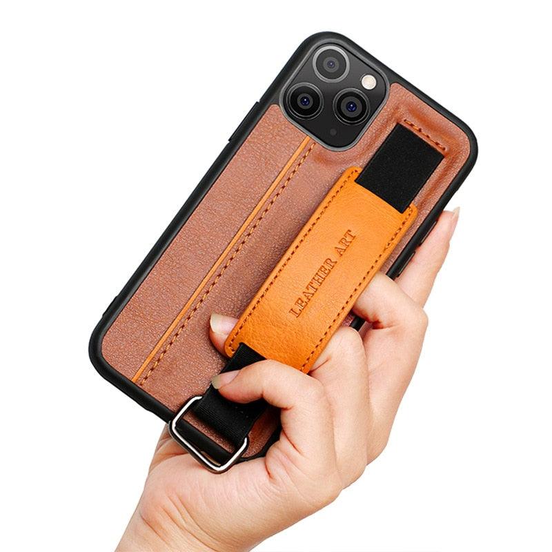 Classic Vintage Design Leather Belt Style With Strap Case for iPhone 14 13 12 Mini 11 Pro Max XS XR Max 8 7 6S Plus PU Leather Wristband Card Holder Full Cover Business Simple Iphone Case For Men And Women Stevvex