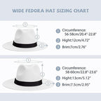 Classic Wide Brim Fedora Hat Men Women Two Colors Fedora Hats Cowboy Hat White Blue Belt Beautiful Design Soft Unisex Party Formal Hat 56-58CM Stevvex