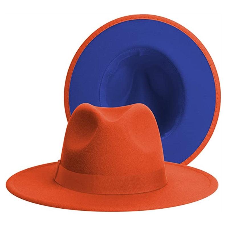 Classic Wide Brim Fedora Hat Men Women Two Colors Fedora Hats Cowboy Hat White Blue Belt Beautiful Design Soft Unisex Party Formal Hat 56-58CM Stevvex