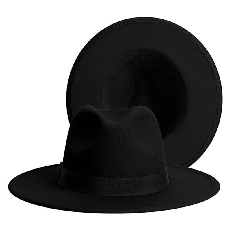 Classic Wide Brim Fedora Hat Men Women Two Colors Fedora Hats Cowboy Hat White Blue Belt Beautiful Design Soft Unisex Party Formal Hat 56-58CM Stevvex