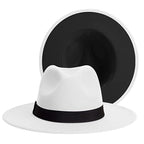 Classic Wide Brim Fedora Hat Men Women Two Colors Fedora Hats Cowboy Hat White Blue Belt Beautiful Design Soft Unisex Party Formal Hat 56-58CM Stevvex