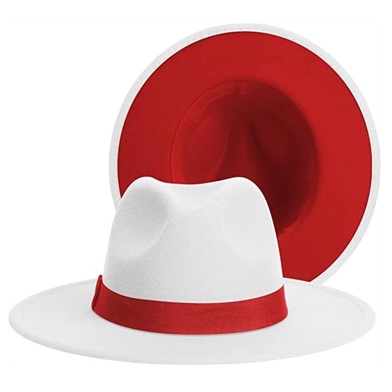 Classic Wide Brim Fedora Hat Men Women Two Colors Fedora Hats Cowboy Hat White Blue Belt Beautiful Design Soft Unisex Party Formal Hat 56-58CM Stevvex