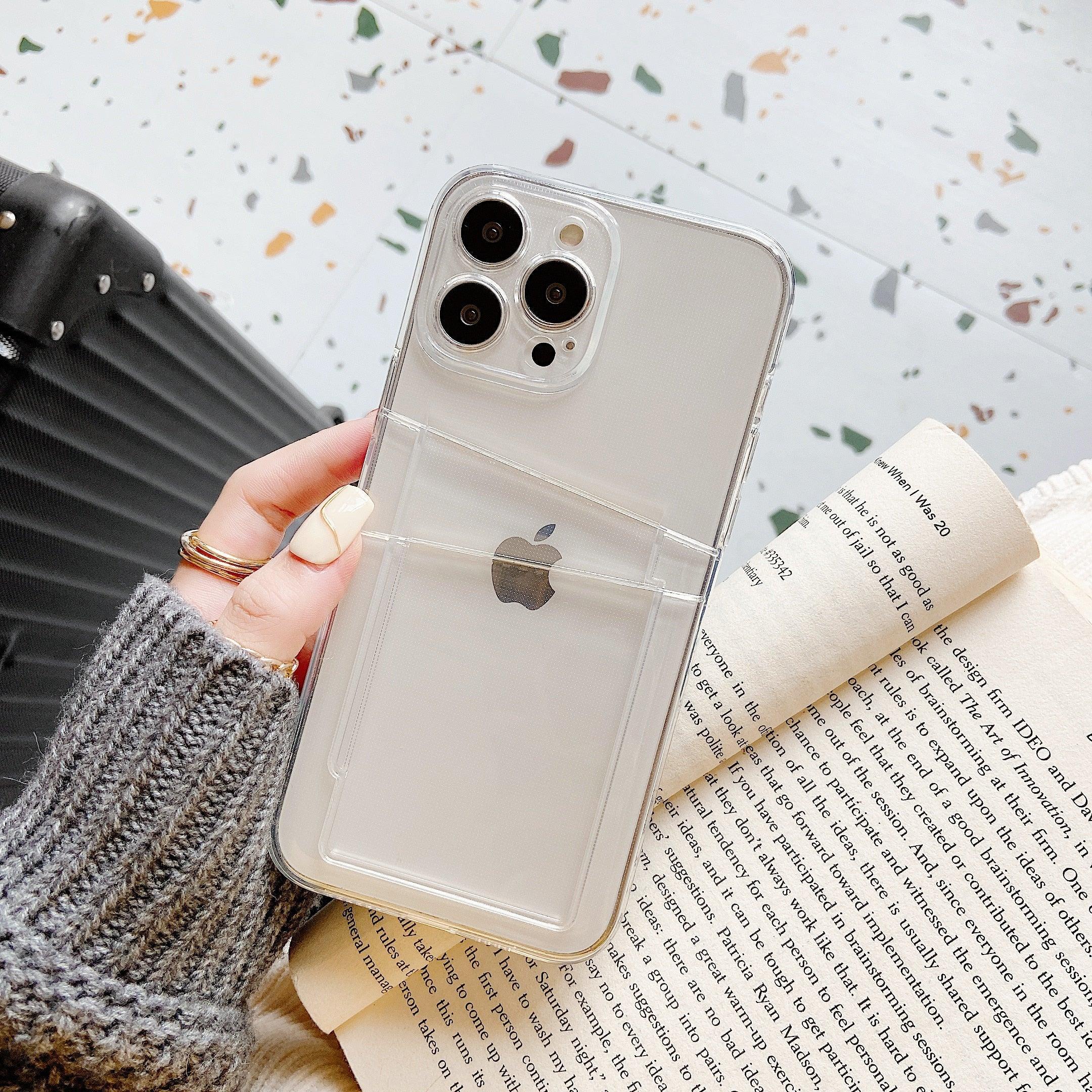 Clear Dual Card Slots Transparent Phone Case For iPhone 14 13 12 11 Pro Max XS Max XR X Full Body Shockproof Soft Silicone Back Cover Stevvex