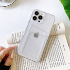 Clear Dual Card Slots Transparent Phone Case For iPhone 14 13 12 11 Pro Max XS Max XR X Full Body Shockproof Soft Silicone Back Cover Stevvex