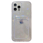 Clear Holographic Love Heart Pattern Cute Case with Card Holder Love Gradient Transparent Soft Case For iPhone 14 13 11 12 Pro Max Mini  X XS XR 7 8 Plus Wallet Card Holder Cover Stevvex