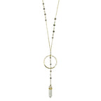 Clear Quartz Y Necklace Halo Crystal Pendant Gemstone Strand Layering BandsCo Straps