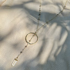 Clear Quartz Y Necklace Halo Crystal Pendant Gemstone Strand Layering BandsCo Straps