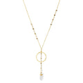 Clear Quartz Y Necklace Halo Crystal Pendant Gemstone Strand Layering BandsCo Straps