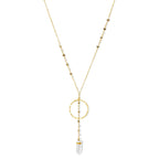 Clear Quartz Y Necklace Halo Crystal Pendant Gemstone Strand Layering BandsCo Straps