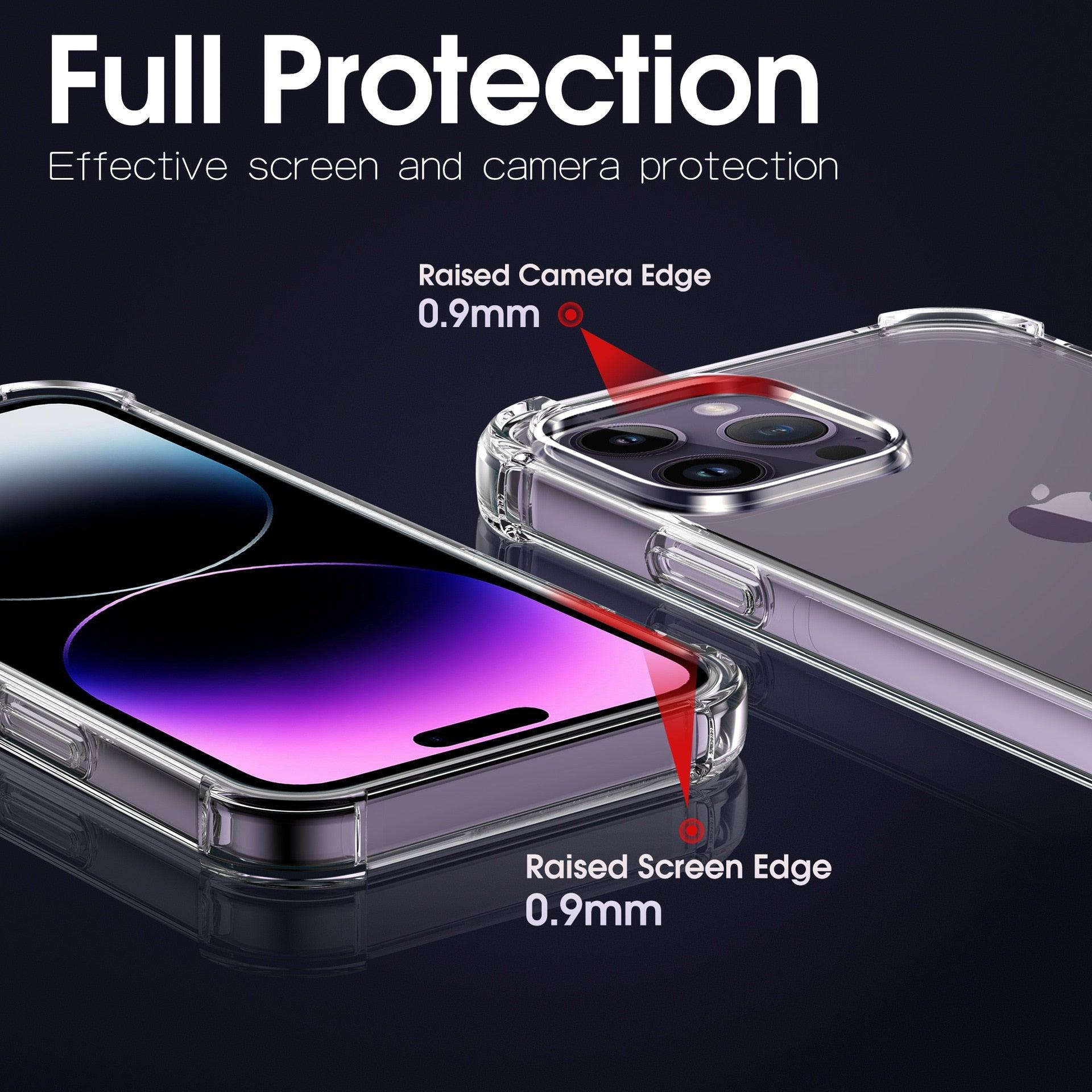 Clear Shockproof Phone Case For iPhone 14 13 12 11 Pro Max X XR XS Max Lens Protection Case on iPhone 11 12 13 14 Pro Back Cover Protection Non-Yellowing Shockproof Phone Case for iPhone Stevvex