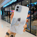 Clear Watercolor Marble Texture Phone Case For iPhone 11 Pro Max 11 Mini X XR XS Max 7 8 6s Plus Soft Back Cover Gold-Plated Silicone Mobile Phone Case Bumper Scratch-Resistant Protective Case