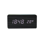 Clocks LED Wooden Alarm Clock Watch Wooden Wood Clock New Version LED Alarm Digital Desk Clock Adjustable Brightness, Alarm Time, Displays Time Date Temperature  Table Voice Control Digital Wood Electronic Desktop Table