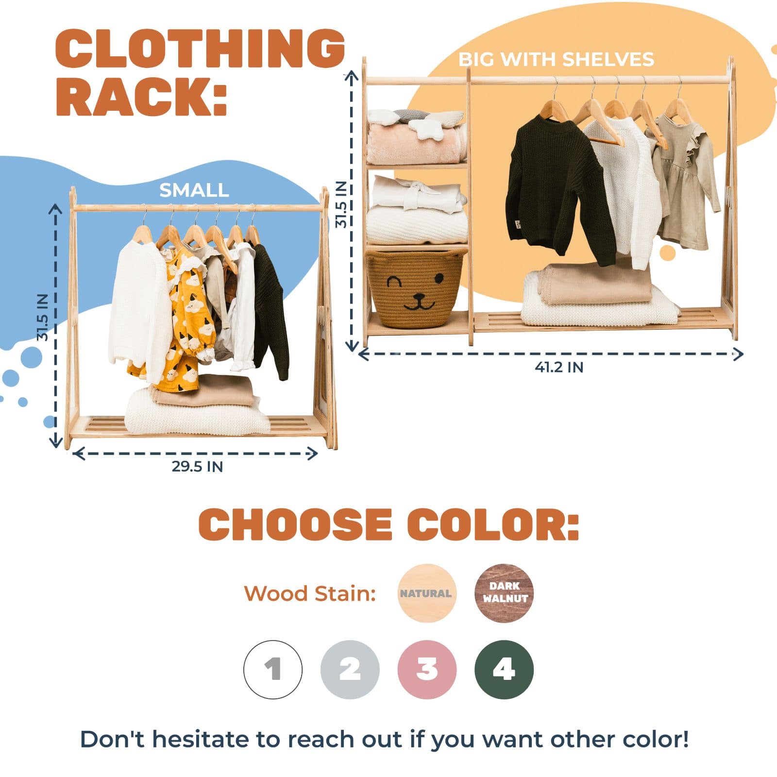 Wooden children's clothing rack - SJB-DIAMOND ELITES