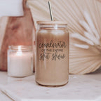 Shit Show Coordinator 17oz Glass Tumbler With Bamboo Lid, 2 Stainless Straws BandsCo Straps