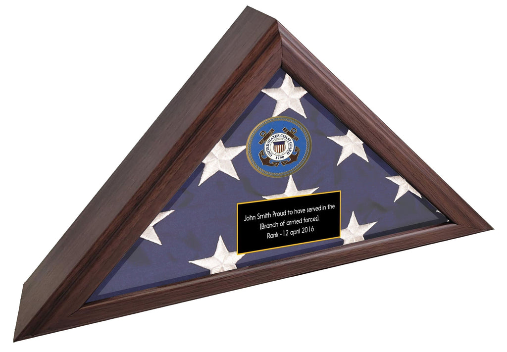 Personalized Army Flag Display Case, Army medallion flag  box American Made  - US Army Retirement Gift, Army Burial Flag Display case The Military Gift Store